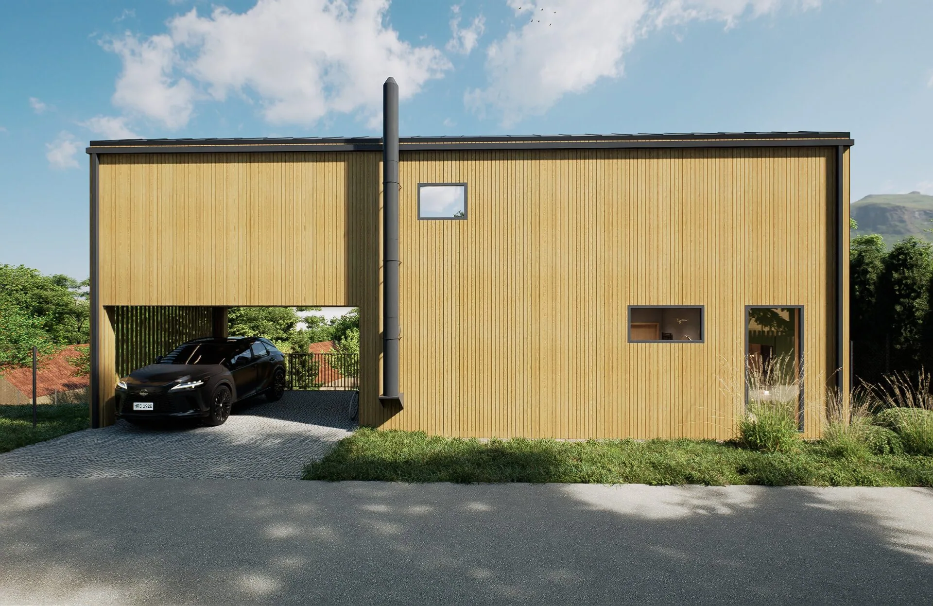 Tiny house s krytým stáním — Fig.01